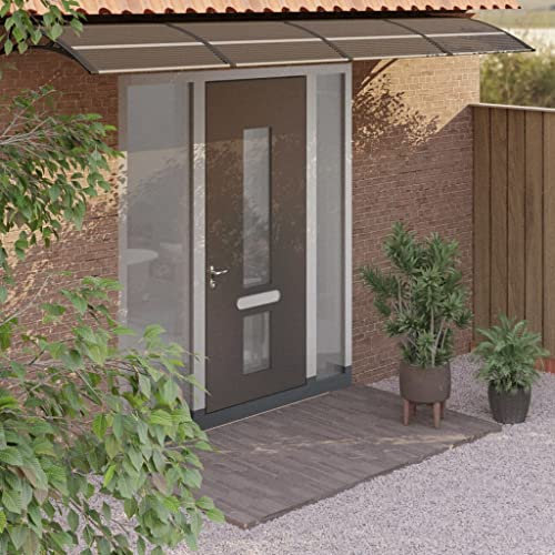 Tende da Sole per Terrazze Tende da Sole per Negozi Tende da Sole per Esterni Tettoia per Porta Nera 350x80 cm in Policarbonato Adatto per Giardini, Spazi Esterni, Ristoranti, Bistrot