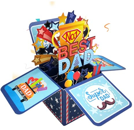 Koboko 3D Pop Up Karte Geburtstag Bester Papa der Welt, Geburtstagskarte Vatertag, Geschenke für Väter die Alles Haben, Glückwunschkarte mit Briefumschlag