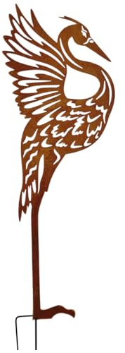 Terma Kranich Hermine rost Erdspieß XXL 110cm Höhe Gartenstecker Gartenfigur große Metallfigur Garten rostgartendeko rostdeko Gartendeko Metall deko metallstecker edelrost