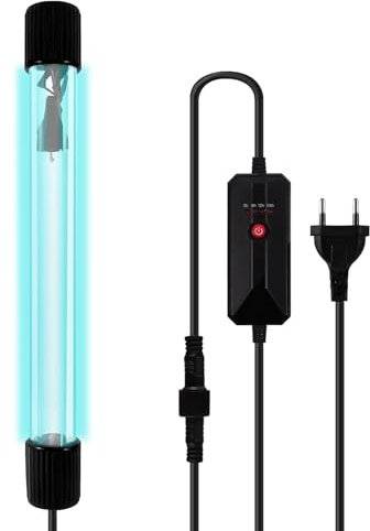 LEDBOKLI Luz Esterilizadora UV, luz UV para Acuario de 13 W Esterilización Interior, Control de Tiempo de 4 Velocidades para Limpieza de Piscinas de Agua, Pecera, Inodoro, Habitación