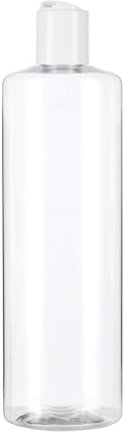 Botella transparente de plastico PET 500 ml con tapón de disco blanco rellenable para gel, champú, colonias, lociones, gel hidroalcoholico (12)