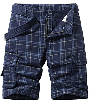 Männer Business Casual Kurze Hose Plaid Herren Shorts Freizeithose Karierte Chino Streetwear Kurze Pants Sporthosen Sweat Short Slim Fit Neue lockere Freizeithose für den Sommer