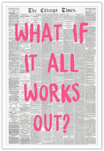 NONPAI Leinwanddruck What If It All Works Out, Retro, schwarz-weiß, trendig, positiv, bekräftigend, rosa, trendiges College-Apartment, ästhetische Wanddekoration für Wohnung, Zuhause, 30,5 x 40,6