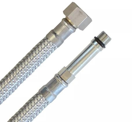 Panzerschlauch Edelstahl Flexschlauch, Wasserhahn, Geflochtener, Flexschläuche Sanitärschlauch, fur Anschlussschlauch Armatur, Waschbecken, 1/2 3/8 (1/2xM10 IG-AG, 80 cm)