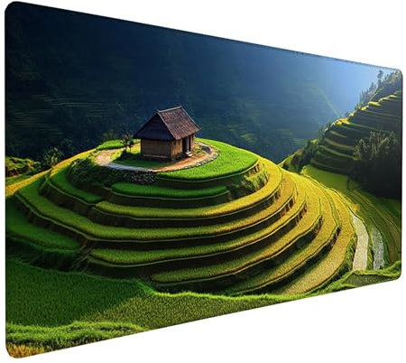 Gaming Tapis de Souris XXL 800 x 400 x 3 mm Grand Tapis de Souris Vert Mouse Pad Paysage Tapis Souris Surface Lisse et Base en Caoutchouc Anti-dérapant, Decoration Chambre, Cadeau Homme Z-170