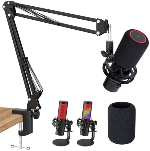 QuadCast 2 Galgenarm, Mikrofonarm Mikrofonarm für HyperX QuadCast 2 mit HyperX QuadCast 2 Pop Filter, 3/8 Zoll auf 5/8 Zoll Adapter, von SUNMON