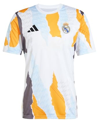 adidas Mens Real Madrid Pre Match Shirt 2024 2025 Adults White/Blue XL