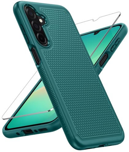 FNTCASE for Samsung Galaxy A26-5G Case: Dual Layer Protective Heavy Duty Cell Phone Cover Shockproof Rugged with Non Slip Textured Back - Military Protection Bumper Tough - 2025, 6.7 inch (Green)