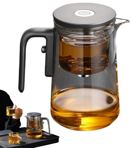 Enchantipot Magische Teekanne Mit Wassertrennung, 800ml Wassertrennung Glas Teekanne Mit Holzgriff, Witchcrafts Teapot, Glas Teekanne, Filterglas Teekanne Drucksteuerung, Magische Teekanne Mit Teesieb