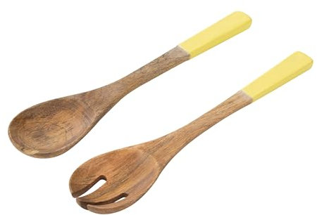 SET VON 2 SALATBESTECK MANGOHOLZ GELB/NATUR