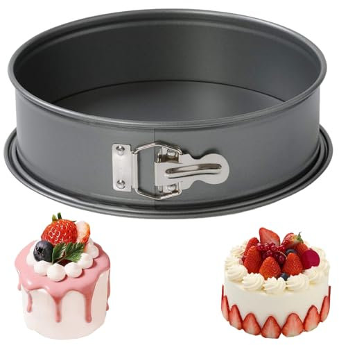 HQILRRA Springform 22 cm rund, Flachboden, Backform rund antihaftbeschichtet, Kuchenform Rund auslaufsicher, einfaches Verschließen,Zum Feiern von Geburtstagen, Hochzeiten, Weihnachten