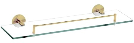 Housler® Badezimmerzubehör aus gebürstetem Messing (Gold) (Glasablage mit Frontstange)