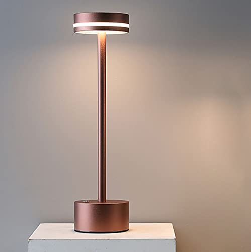 Rose Gold Touch Table Lamp LED Cordless Desk Lamp with USB Charging Rechargeable Battery 3 Color Stepless Dimming Perfect for Restaurant Indoor & Outdoor Use