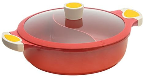 Hotpot Pot With Divider,Nonstick Ceramic Dutch Oven Pot With Lid,Dual Sided Stock Pot，for Induction Cooktop,Gas Stove & Hot Burner(32cm)