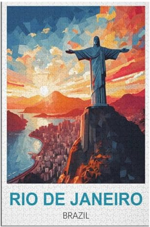 Puzzle für Erwachsene und Kinder ab 14 Jahren, 1000 StüCk，Rio de Janeiro Brasilien，Lernspielzeug FüR Kinder 38x26，Papier Puzzle,AA-977