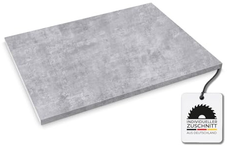 Hausfux Tischplatte nach Maß - 2,5 cm Starke Spanplatte, melaminbeschichtet, mit ABS-Kante - individueller Zuschnitt - Made in Germany (Bellato Grau, 100 x 80 cm)