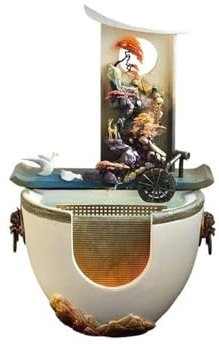 Fuente del Patio del jardín Adorno for Fuente de Agua con Forma de rocalla, for balcón, jardín, Estanque de Peces, Rueda de Feng Shui, Regalo de Apertura Decoración de Fuente al Aire Libre