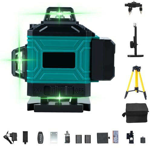 Kreuzlinienlaser Grün 16 Linien, 4x360 °Laser Wasserwaage Selbstnivellierend, Helligkeitstellbar Kreuzlaser Baulaser horizontal und vertikal grüner Laserstrahl für Innenbaustellen (Königsblau)