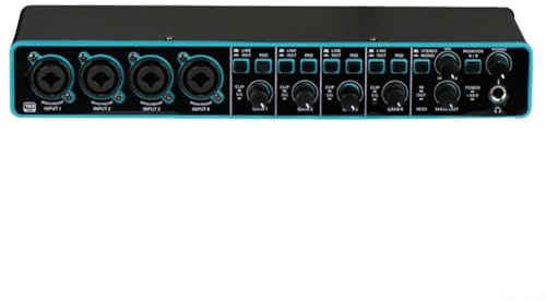 Interfaz de audio USB con preamplificador de micrófono y E/S 4x4 para grabación de estudio optimizada para múltiples instrumentos y micrófonos