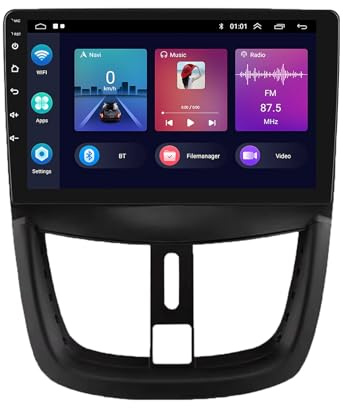 9 Pulgadas HD Pantalla Táctil Android 15 Radio De Coche 2 DIN para Peugeot 207 207CC 2006-2015 con GPS Navegación WiFi Control EnBluetooth Carplay(Y400 8+128G)