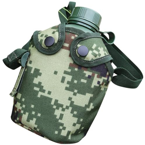 ELAYARD Bouteille Eau Alliage Aluminium Style Militaire pour Camping Randonnée Survie avec Couvercle Transparent Et Pochette à Fermeture à Pression