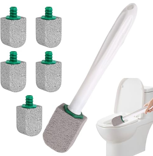 Bimsstein Toilettenreiniger Mit Griff, Bimsstein Für Toilettenreinigung, Toiletten Bimssteinbürste, Toilettenschüssel Scheuerschwamm Mit 5 Nachfüllstäben, Reinigungsstein Für Kalk(A)