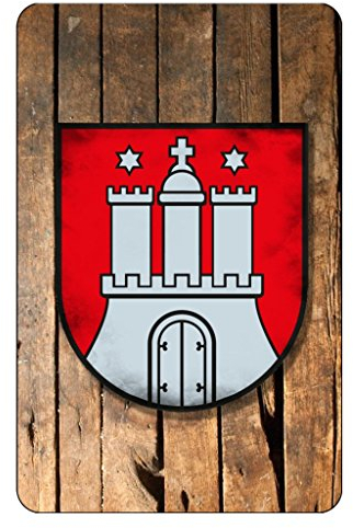 Cadora Magnetschild Kühlschrankmagnet Wappen Hamburg Shabby chic abgenutzt Used Look