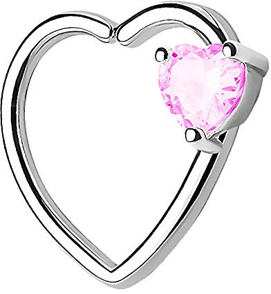 Piercingfaktor Continuous Piercing Ring Herz mit Kristall Stein für Tragus Helix Ohr Cartilage Knorpel Ohrpiercing