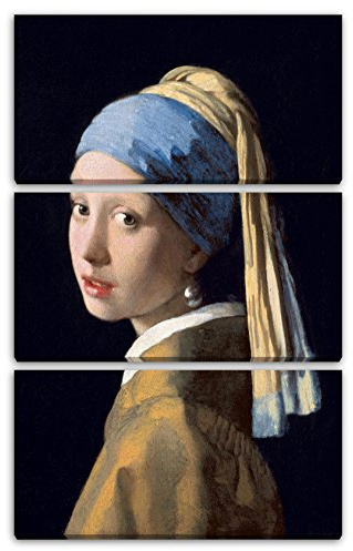 Printed Paintings Leinwand 3-teilig(80x120cm): Jan Vermeer - Mädchen mit dem Perlenohrring (1665)