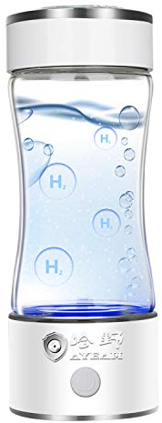 Wasserstoff-Wasserflasche, tragbar, Wasserstoff-Wasserbereiter, SPE PEM-Technologie, wiederaufladbar, ionisierter Wassergenerator, Anti-Aging, Antioxidans, Glasflasche, 350 ml (weiß)