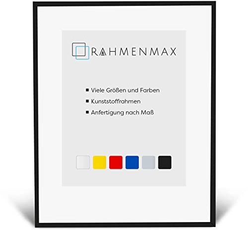 RahmenMax® Texas Bilderrahmen 50x75 cm zum Aufhängen/Bilderrahmen Maßanfertigung möglich/Posterrahmen aus Kunststoff/Bilder Rahmen in Schwarz mit Antireflex Acrylglas
