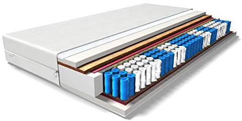 Selsey Poland 9-Zonen Matratze Kokos Stella Taschenfedermateraze, Katlschaum HR, Weiß, 90x200