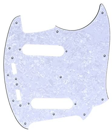 Musiclily Pro 12 Löcher Pickguard Gitarren Schlagbrett für MIJ Fender Japan Mustang,4 lagig White Pearl