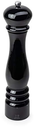 PEUGEOT - Moulin à Sel Électrique Paris u'Select 34 cm + Sel Gemme Inclus, 6 Réglages de Moutures Prédéfinies, En Bois Labellisé PEFC, Fabrication Française, Batterie rechargeable, Coloris Laqué Noir