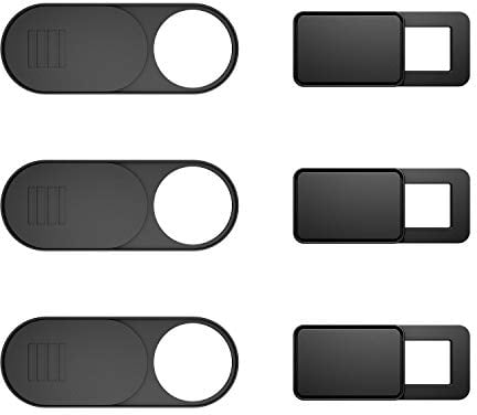 TRILINK Cubierta Webcam, 6 Tapas Webcam Cover Deslizantes UltraFinas para Cámara Web de Portátil, iMac, MacBook Pro, Mac, Ordenador, Smartphone, Tablets Protege tu Privacidad y Seguridad (Negro)