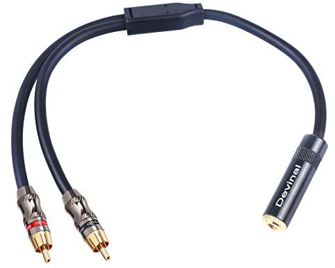 Devinal RCA to 1/8 Female Y Cable - Female 3.5mm to Dual RCA/Phono Male Stereo Splitter Cord, Mini Jack to 2RCA Audio Breakout Adapter, 12 inch 30cm