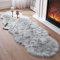 JXLOULAN Faux Lammfell Schaffell Flauschig Teppich 60 x 160 cm Nachahmung Wolle fellteppich Weiche Longhair Fell Bettvorleger Sofa Matte (Grau)