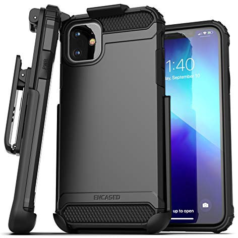 Encased iPhone 11 Phone Case with Belt Clip (2019 Scorpio Armor) Heavy Duty Rugged Protective Cover with Holder (Black)