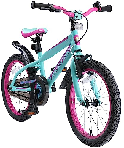 BIKESTAR Kinderfahrrad 18 Zoll für Mädchen und Jungen ab 5 Jahre | Kinderrad Urban Jungle | Fahrrad für Kinder Türkis & Berry | Risikofrei Testen