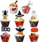 Kalolary Decorazioni per Cupcake Halloween, 48 Pezzi Set con Tazze per la Cottura in Cucina per Feste