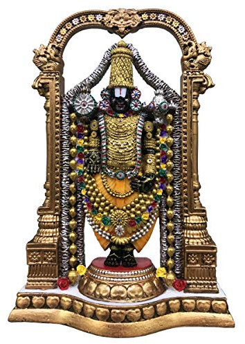 Sri Krishna Culture 4D Lord Balaji Murti/Idol/Statue (Venkateswar), farbig, Höhe 21,6 cm, Material: Polyresin und Marmor, hergestellt in Indien