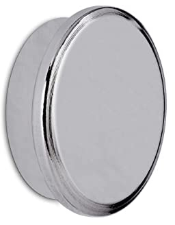 MAUL Neodym Magnet Ø 25 x 9 mm | Starker Magnet mit hoher Haftkraft (13kg) | Magnet mit elegantem und modernem Design | Ideal für Magnettafel, Kühlschrank und Whiteboard | Silber