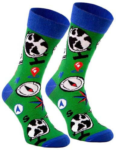 Rainbow Socks - Hombre Mujer Divertidos Calcetines Colegio - 1 Par - Geografia - Talla 36-40