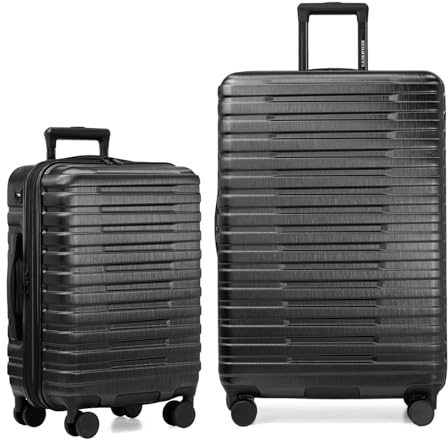 U.S. Traveler Boren Hartschalenkoffer aus Polycarbonat mit 8 Spinnrädern, Aluminium-Griff, schwarz (Schwarz) - US09181K2