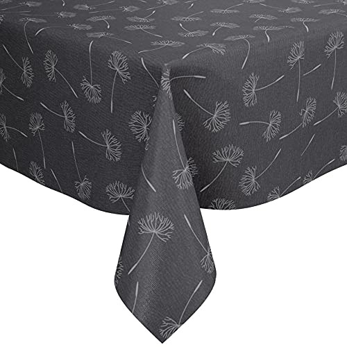 Karina Home Megan Wipe Clean Tablecloth Vinyl PVC (Slate Silver Grey, 180cm x 140cm)