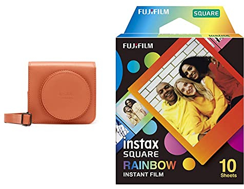 instax Kameratasche Square SQ 1 Tasche in Terracotta orange & Square Film Rainbow für 10 Aufnahmen