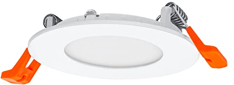LEDVANCE LED SPOT INTEGRATED SLIM Ø 8,5cm, Einbaustrahler Spot für sämtliche Innenbereiche, 4,5W, Farbtemperatur 4000K, 240 Lumen, 240V, flaches modernes Design, inkl. Klemmvorrichtung, weiß
