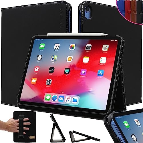 Snugg iPad mini 6 Hülle Leder (6. Generation) – Schutzhülle aus Leder – Schutzhülle mit Klappständer für Apple iPad Mini 6. Generation, Schwarz