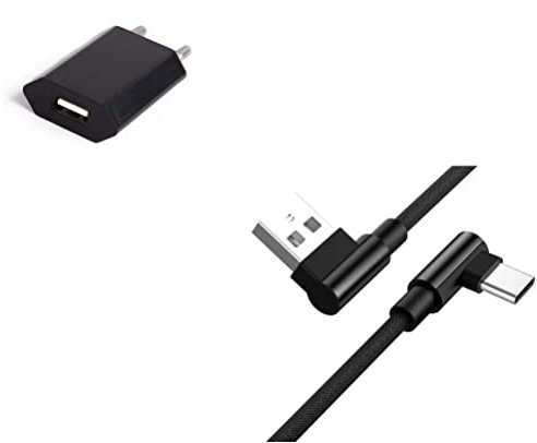 Pack pour WIKO Power U30 Smartphone Type C (Cable 90 degres Fast Charge + Prise Secteur Couleur) (Noir)