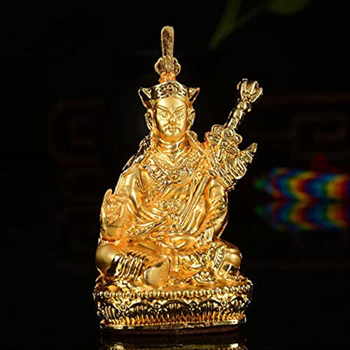 WQUANB Tibetisches tibetisches Harz, goldenes buddhistisches Guru Lama Rinpoche Padma Sambhava Buddha-Statue, chinesisches Kunsthandwerk, Geschenk